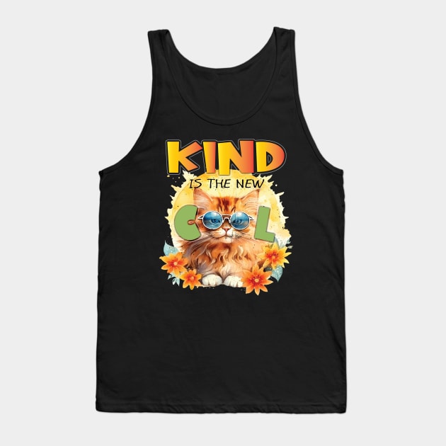 Kind Is The New Cool Friendship Be Kind Cat Feline Lover Tank Top by Envision Styles